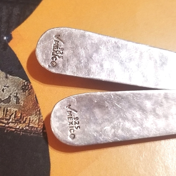 LONG Designer signed Vintage Sterling Turquoise Earrings - Picture 4 of 6